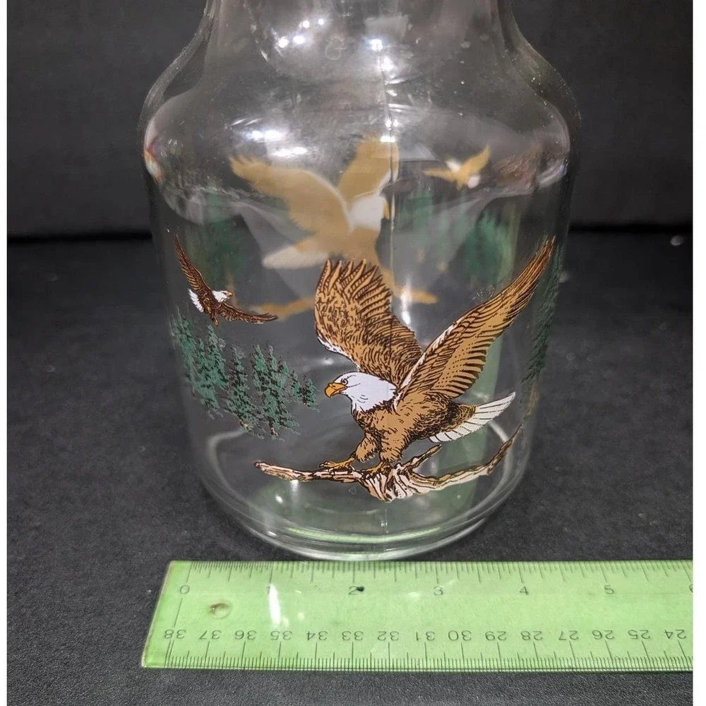 Clear‎ Glass Jar With Eagle Design, Vintage Lidded Kitchen Canister, Home Accent